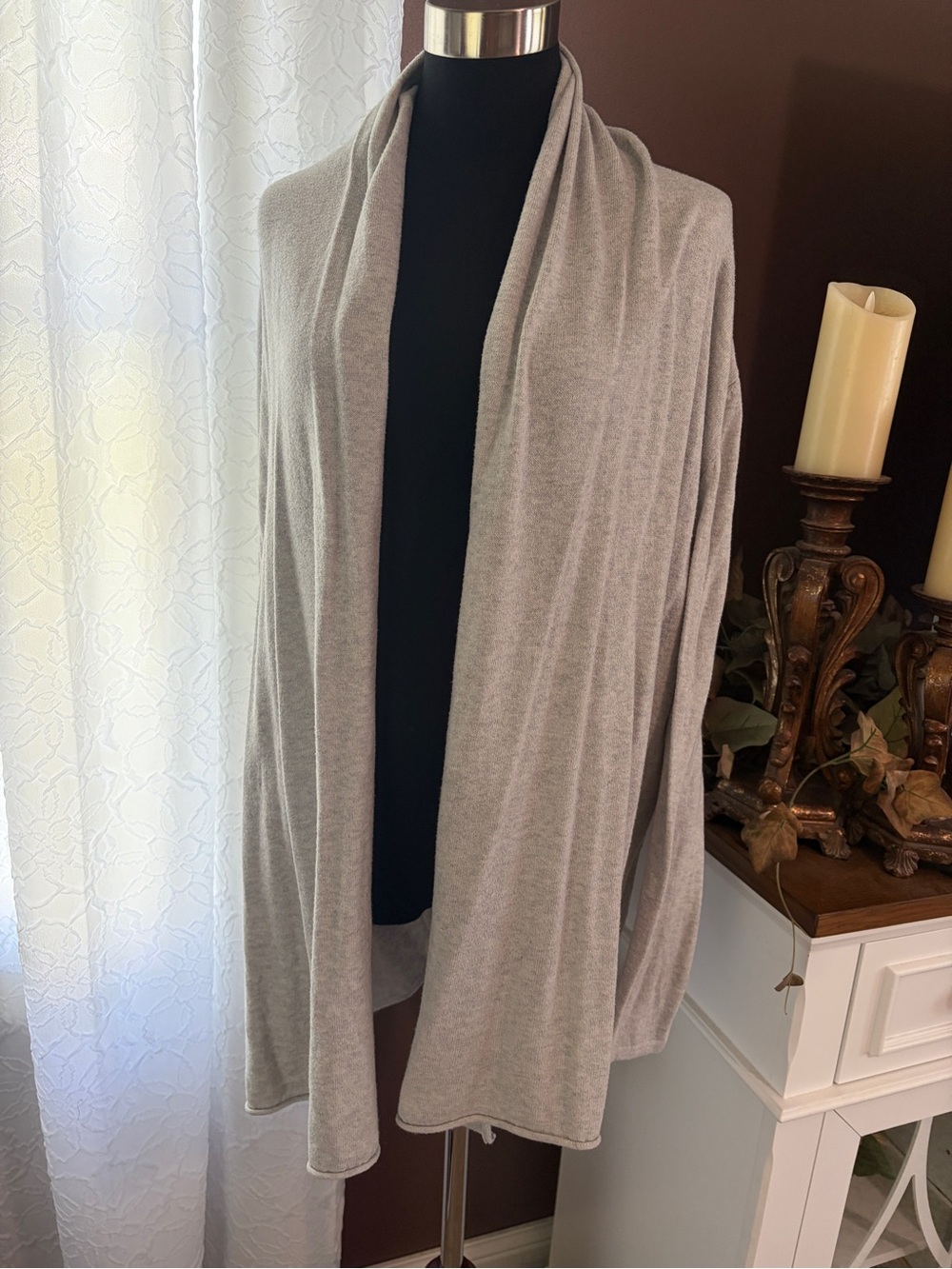 Old Navy Light Gray Open-Front Draped Cardigan